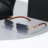 Vintage Fashion Luxury Brand Designer Rimless Diamond Sunglasses Women Crystal Rhinestone Square Sun Glasses For Men Uv400