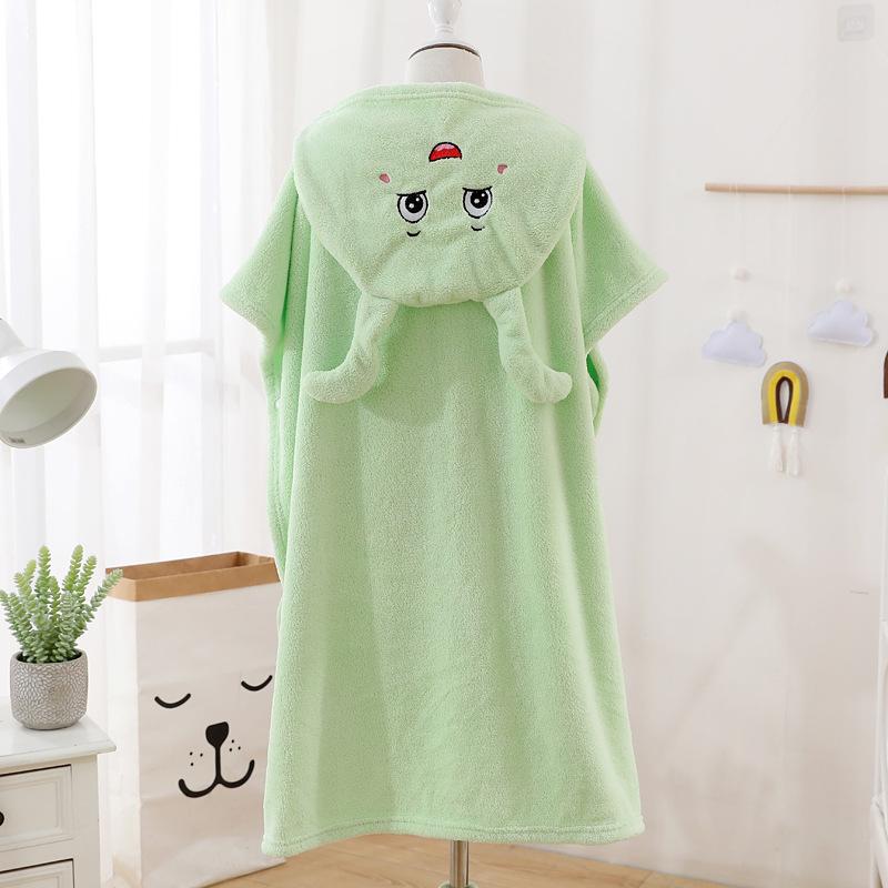 Children's Cartoon Bathing Hooded Oversized Baby Embroidered Bathrobe
