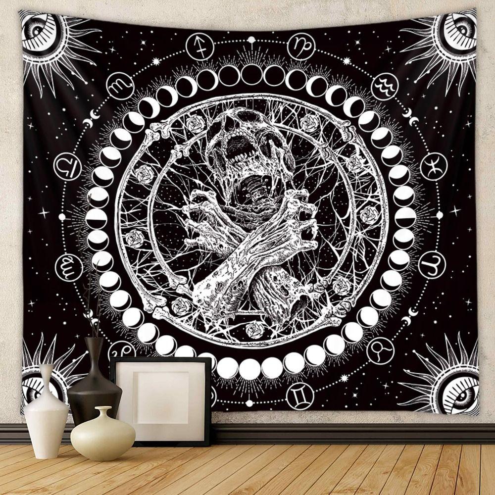 Psychedelic Black Skeleton Tapestry Gothic Wall Rug Wall Hanging Blanket  Home Decoration