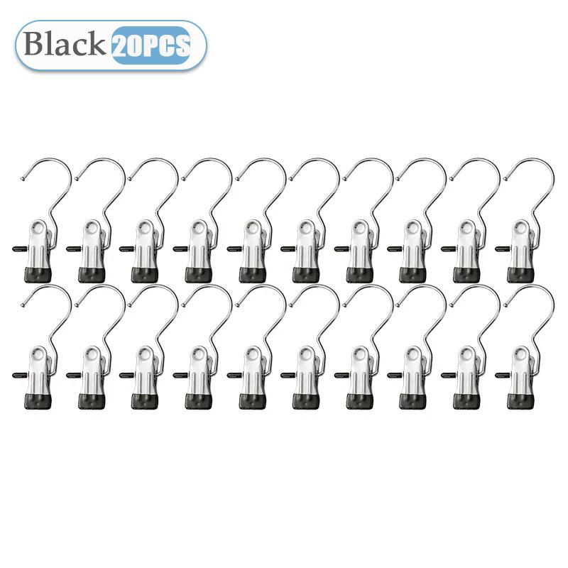 10~80PCS Closet Clothes Organizer No Trace Clothespins Clothes Pegs with Hooks Stainless Steel Socks Drying Clothes Hangers Clip