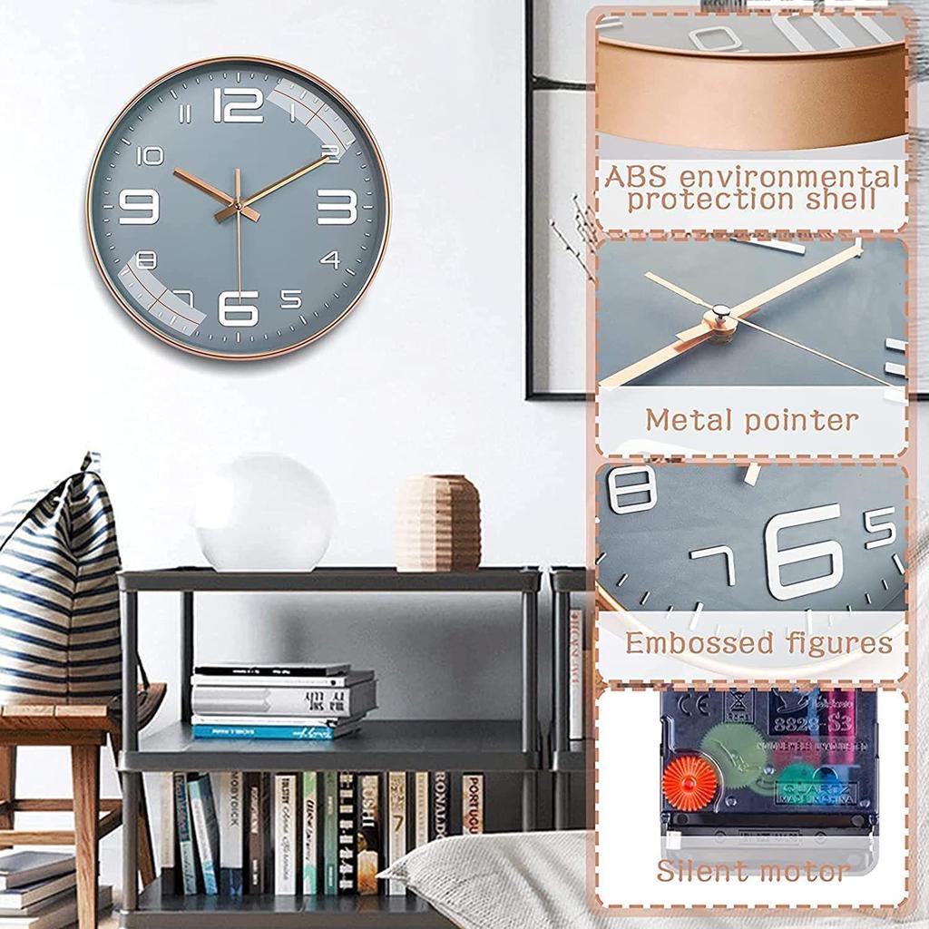 Wall Clock 12" Silent Quartz Decorative Latest Wall Clock Non-Ticking Classic Clock Battery Operated Round Easy To Read for Room/Home