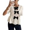 The New Women's Fashionable and Elegant Short-sleeved Shirt with A Bow for Ladies