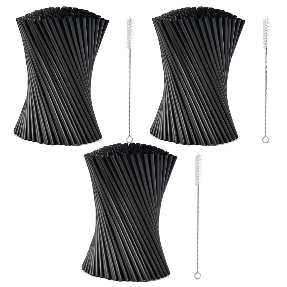 1000-100Pcs Beverage Drink Tube with Straw Brush Flexible Plastic Straw Reusable Milkshake Straws Wedding Party Supplies Straw