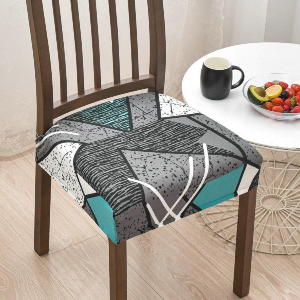 Soft Printed Design Stretch Chair Cover Square Removable Chair Slipcover Elastic Bottom Chair Seat Cover Home Decor