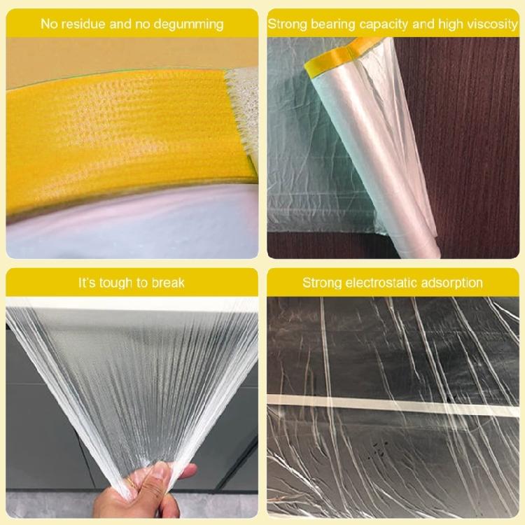2Rolls Pre-Taped Masking Film,Tape and Drape,Automotive Painters Masking Tape Film,Plastic Sheeting Cover for Appliance