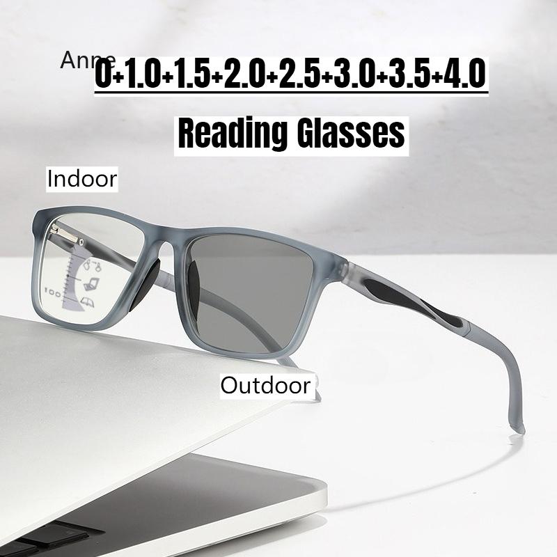 Photochrome multifokale Lesebrille für Männer und Frauen, Unisex, Sonnenbrille für die Nähe von Fernen, Antiblaulicht, Dioptrien-Korrekturbrille bis +4,0
