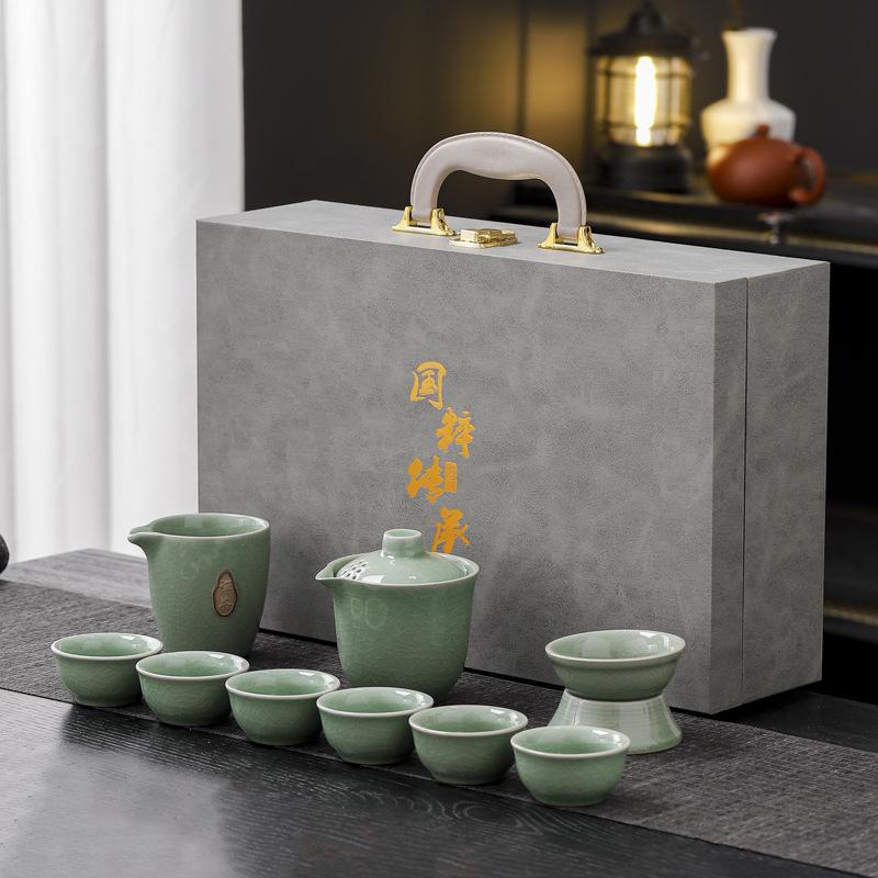 Ge kiln opening Kung Fu tea set, corporate business activities, gifts, Dingchen business gifts