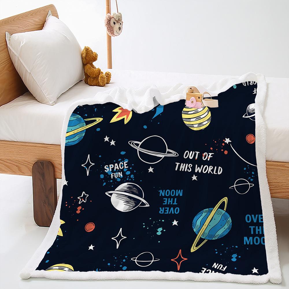 Blankets Astronaut Planet Blankets Lamb Fleece Crystal Fleece Blankets All Seasons