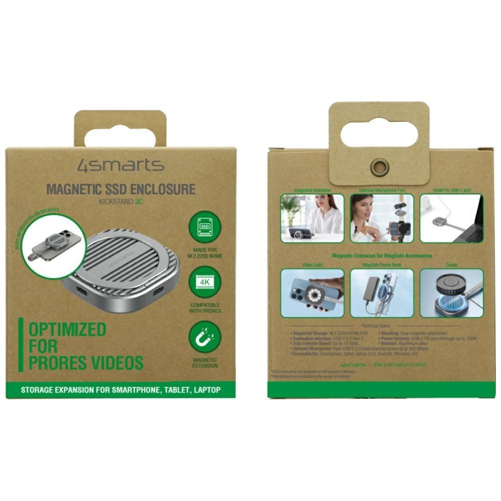 Magnetyczna Obudowa Ssd 4Smarts Do 4Tb   Z Podpórką 3C Magsafe Szary 541311
