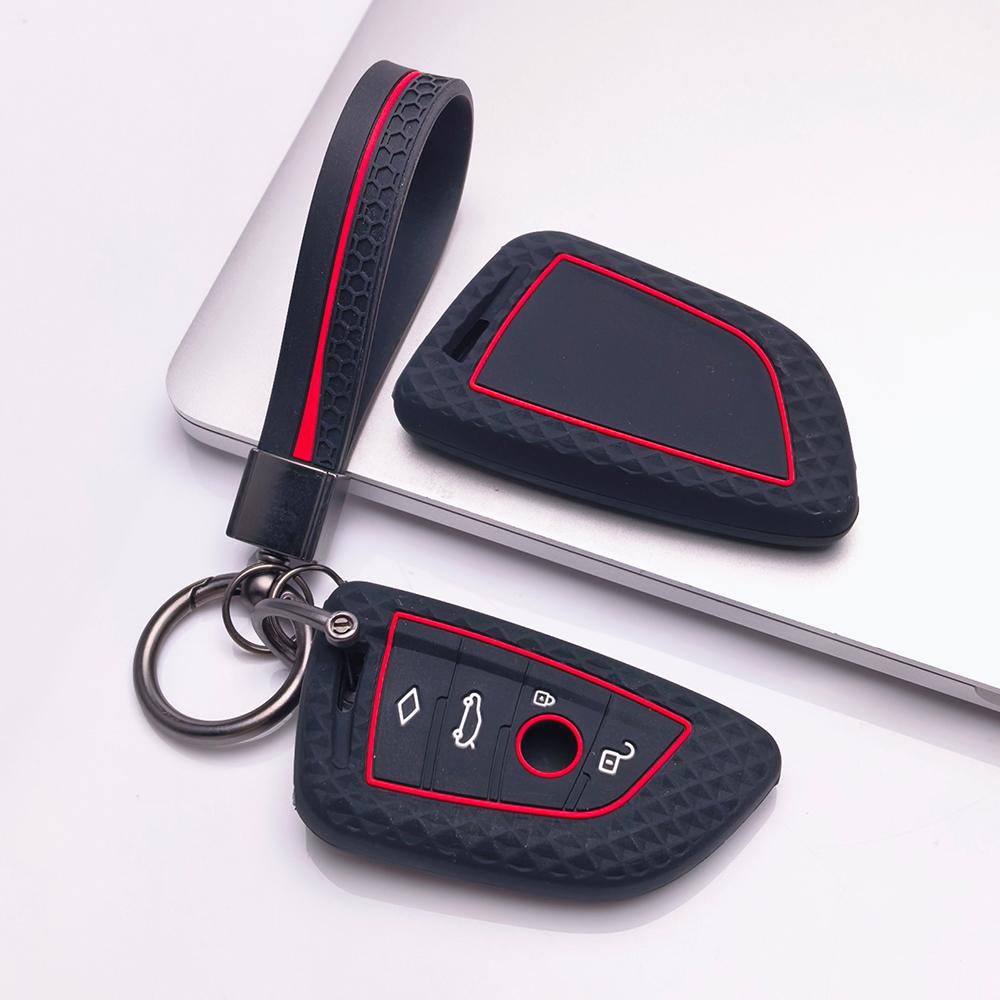 Key Case Cover for BMW i5 X1 X2 X3 X4 X5 X6 X7 with Keychain Anti-Scratch Guard Shockproof Protection Soft Grip Texture Responsive Button Touch