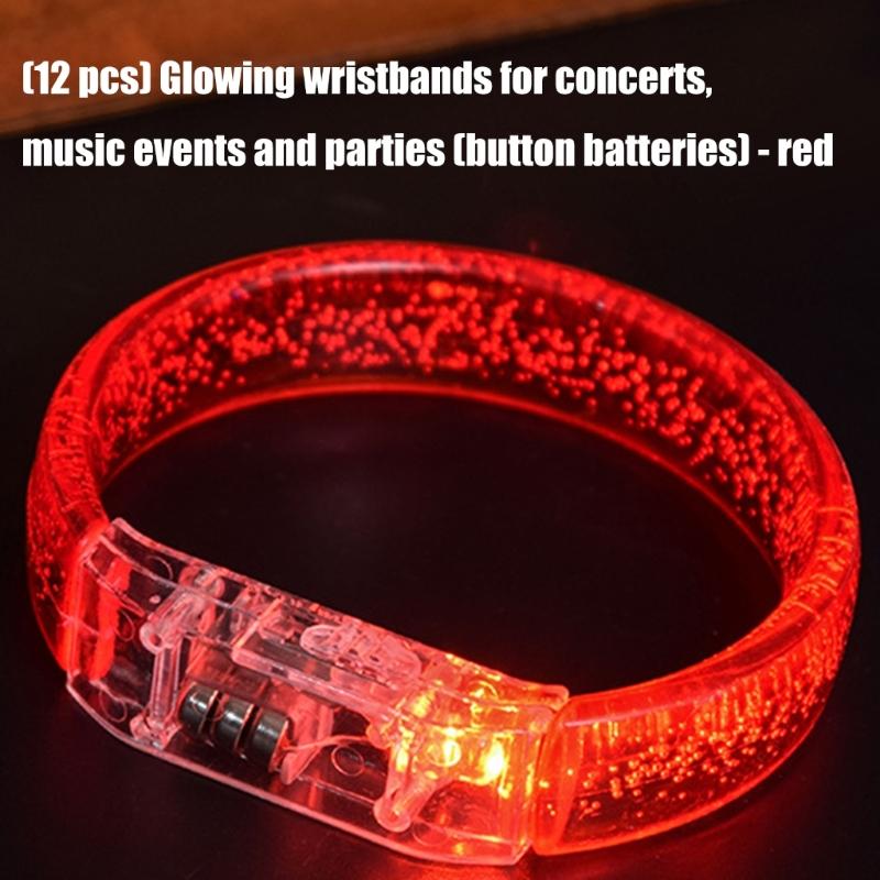 12pcs Light Up Party Bracelets Acrylic LED Wristbands For Kids Adults Concerts Festivals Nighttime Activities Multicolored Glowing Effect