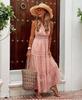 Vestido Sexy de Verão Feminino 2022 Decote V Profundo Sem Mangas Chiffon Comprimento Médio