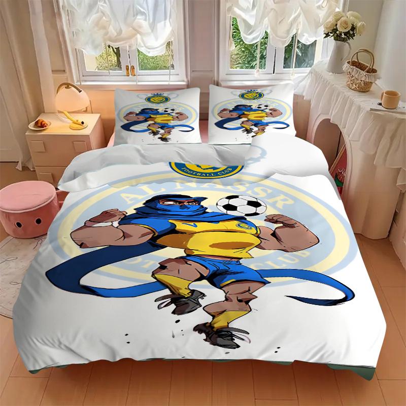 3pcs Superhero Soccer Team Bedding Set, Includes One Quilt Cover and Two Pillowcases, Bedroom and Guest Room Decoration. T723116