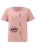 Women's Fashion Black Letter Floral Pattern Print Round Neck Short Sleeve T-shirt Summer Casual Cotton Linen Graphic Shirt Leisure Loose Blouse Tops
