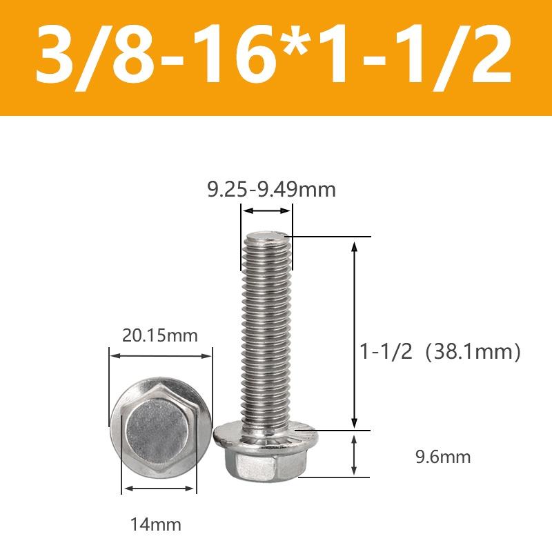 UNC 1/4-20 5/16-18 3/8-16 304 Edelstahl Sechskantkopf mit gerändeltem Flansch Kappe Schraube Sechskant Unterlegscheibenkopf Schraube