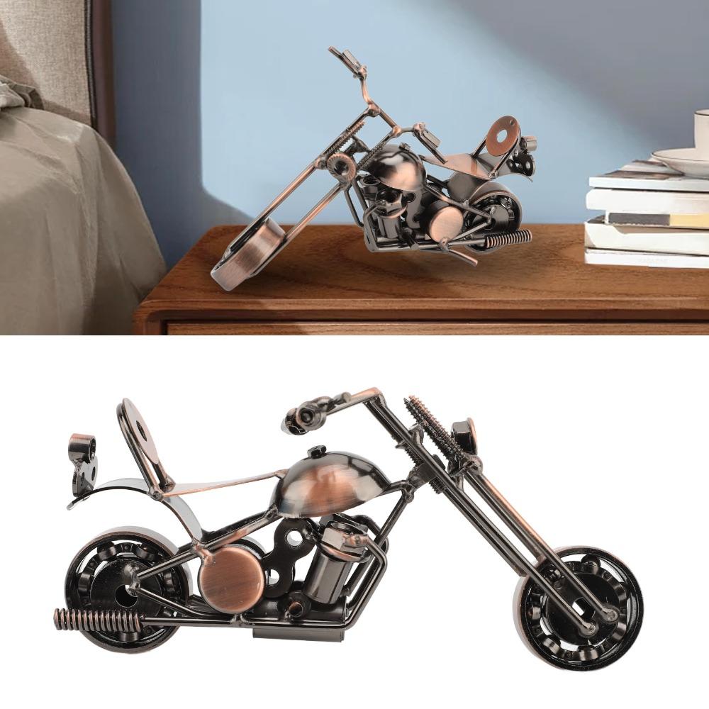 Movable Wheel Metal Motorcycle Model Handcrafted Metal Motorcycle Sculpture Home Decor