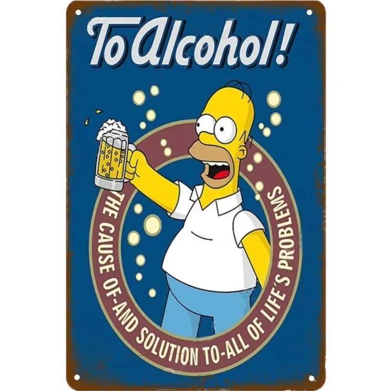 Vintage Beer Metal Sign, New Year Pub Decor Plaque