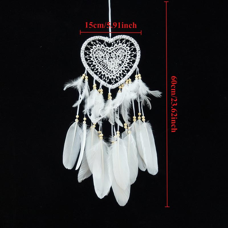 Valentinstag Böhmischer Traumfänger Handgefertigte Wanddekoration Feder Windspiel Anhänger Perfektes Geschenk für Spirituelle & Boho-Liebhaber