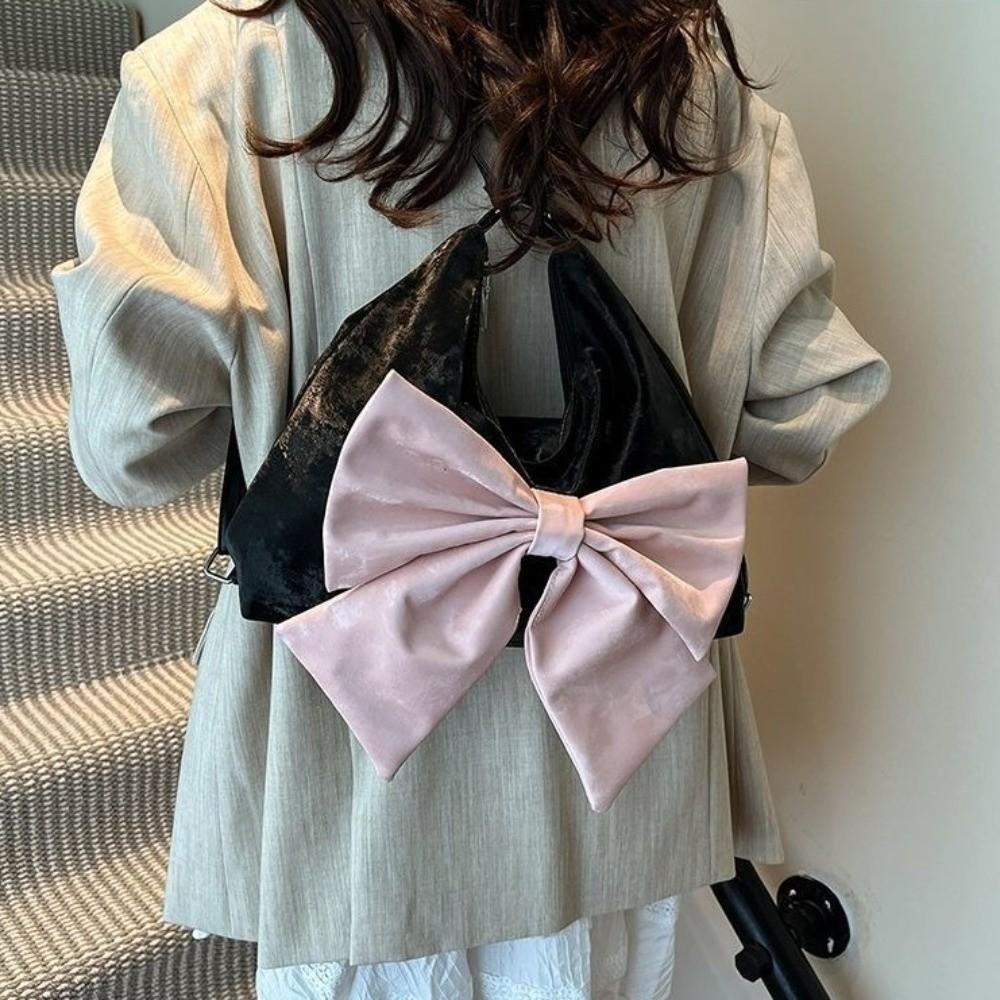 Sweet Large Capacity Handbag Y2K PU Backpack Casual Bow Shoulder Bag Travel
