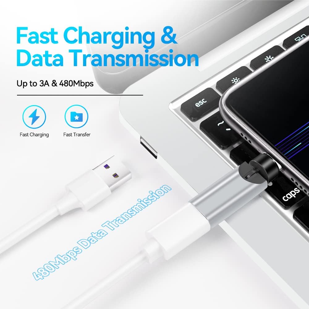 360°&180° Rotation Magnetic USB C Adapter 3 in 1 USB C Magnetic Adapter 3A Fast Charging QC3.0 480Mbps Data Transfer, Silver