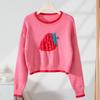 Strawberry Jacquard Autumn New Women's Pullover Sweater Casual Short Long-sleeved Top