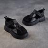 Johnature Retro Thick Soled Sandals Genuine Leather Comfortable Round Toe Versatile Women's Platform Shoes