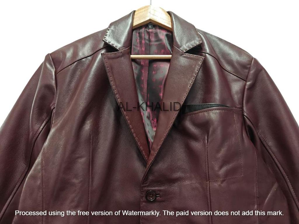 AL KHALID Real Soft Men Brown Leather Blazer Pure Lambskin Soft TWO BUTTON Coat
