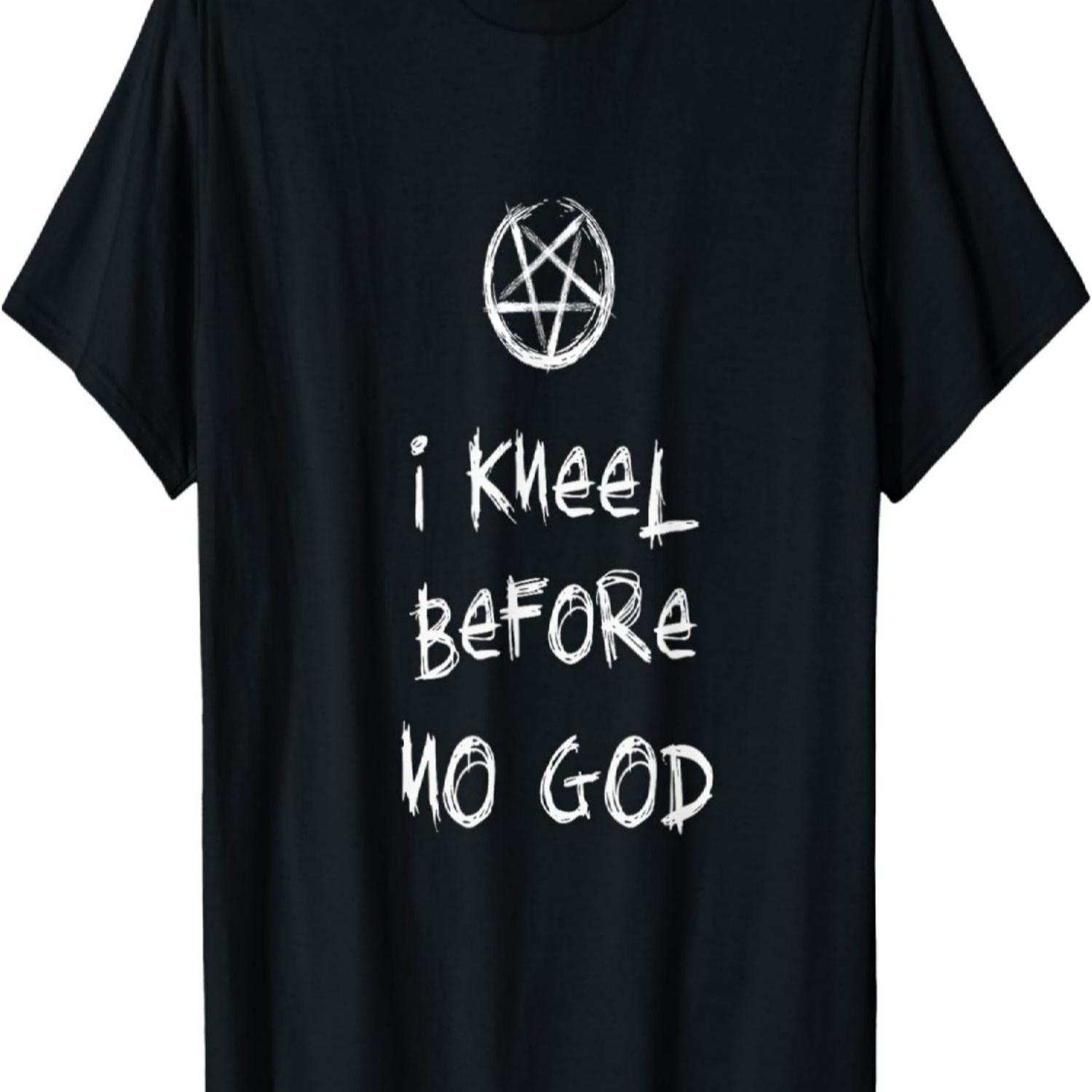 

Satanic Shirt Satan Pentagram I Kneel Before No God Occult T-Shirt XXXXXL чорний
