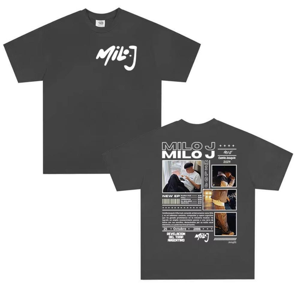 Rapper Milo J Tour 2026 Album T Shirts Mens High Quality Fashion Short Sleeve Tshirt Unisex Oversized Cotton Tshirt Streetwear