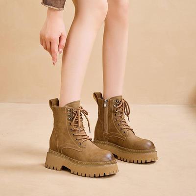 2025 Women's Retro Workwear Cowboy Martin Boots - Thick-Soled, Height-Increasing, Low-Top, Short Boots for Spring and Autumn