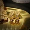 Vintage Two Tone Gold Plated Bulatee Ring Hand Brushed French Style Earrings