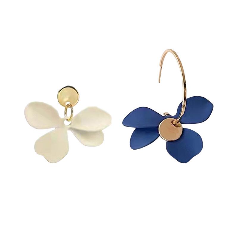 

Серьги-пусеты из серебра 925 пробы в корейском стиле с цветочным дизайном - Минималистичный и смелый дизайн для женщин синий/белый