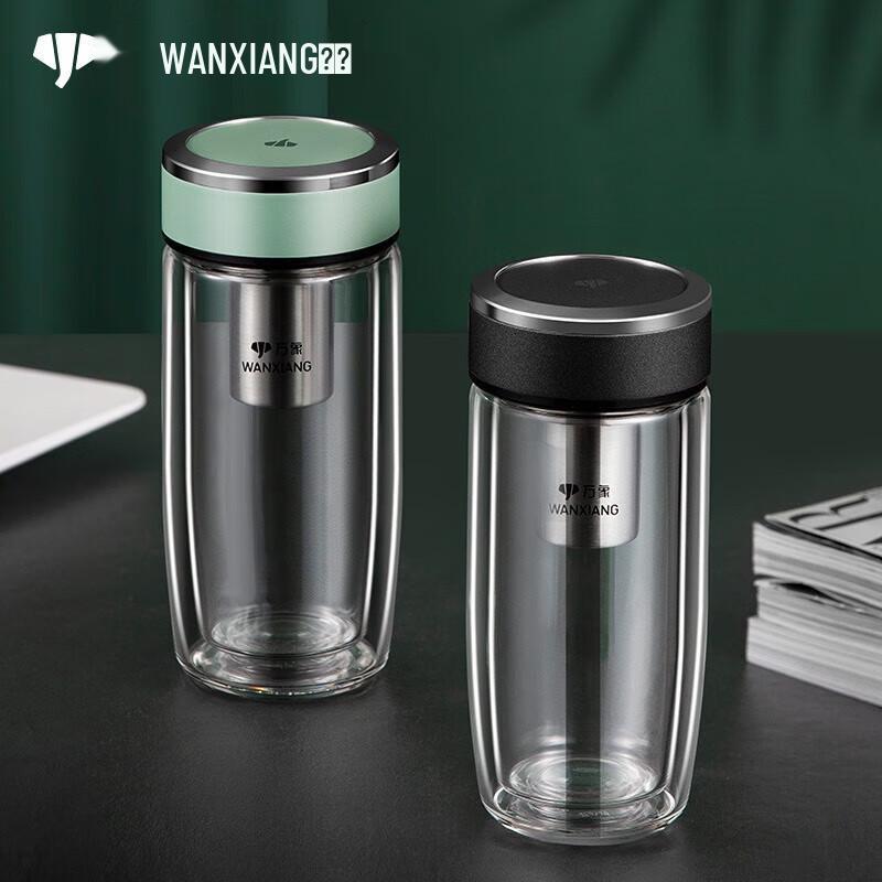 

WANXIANG Portable Double-Wall Glass Mug