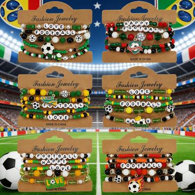 Football Soccer Fan Beaded Bracelet Football Sneaker Letter String Wristband Unisex
