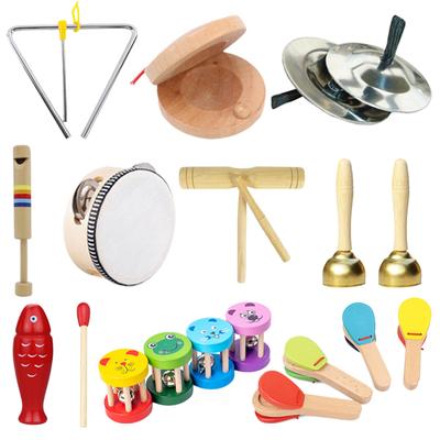 Kinderspeelgoed met muziekinstrumenten, mini houten accessoires voor de kinderwagen, klapbord, boomstam, bel, zandhamer, geluid TMZ