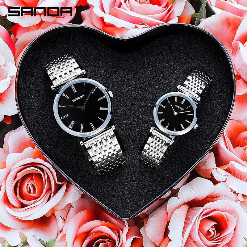 Sanda Women's Stylish Diamond Roman Numeral Waterproof Steel Band Watch