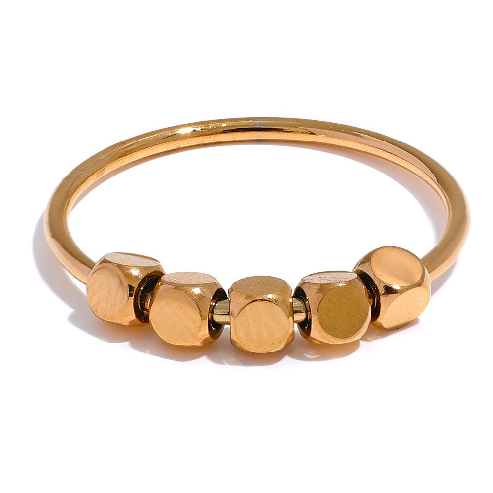 

Yhpup Stainless Steel Square Beads Ring Women Fashion Thin Metal Gold Silver Color Summer Rust Proof Finger Jewelry Anneaux 6