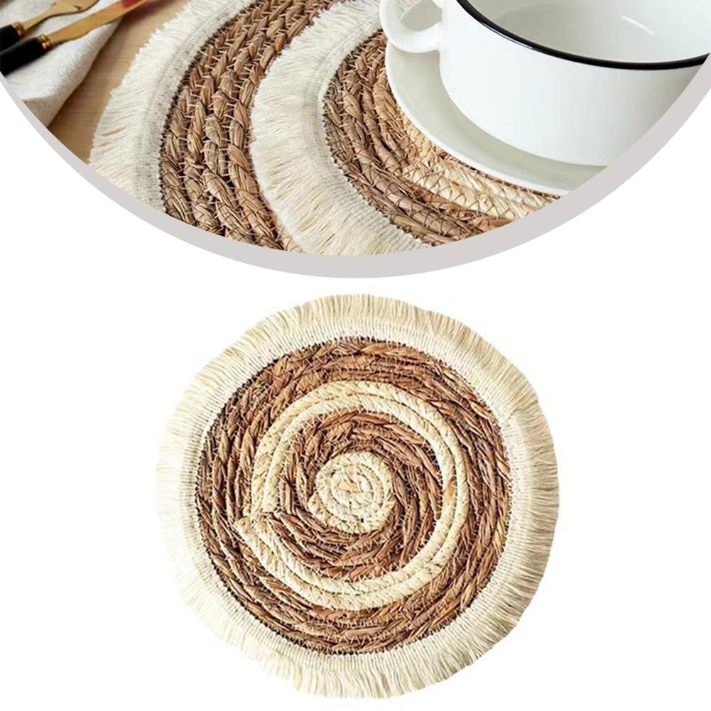 

Chic Round Mats with Elegant Tassels Designed to Protect Surfaces While Adding a Touch of Style to Your Table Setting China Mainland