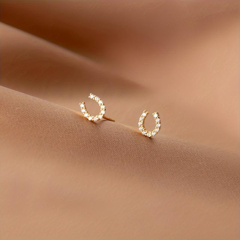 2pcs Mini Horseshoe Hoof Earrings - Hypoallergenic & Shiny, Dainty Horse Jewelry for Lovers, Perfect Birthday Anniversary Gift for Her, Sensitive Ear