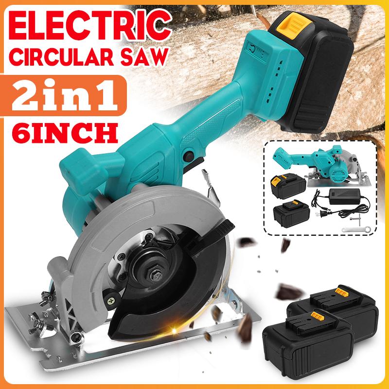 2-in-1 6-inch Cordless Electric Circular Saw Plunge Cut Track Cutting Wood Metal Tile Cutter Electric Saw