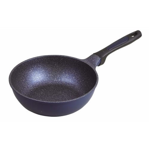 Pearl Metal Frying Pan, Blue, 22cm, Deep, Lightweight, Mega Stone, HB-4848