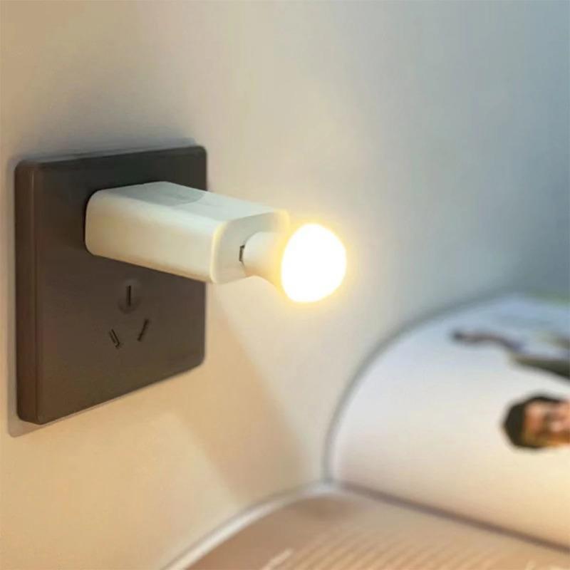 10 Packs Mini Portable Cool White USB LED Night Light, Eye Protection Book Reading Lamp, Interior Bedside Lighting Small Bedroom Room USB Plug Lamp