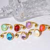 Oval Inlaid Colored Diamond Titanium Steel Open Ring, Personalized Versatile Light Luxury Jewelry Gift