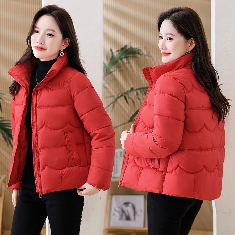 Stand-up collar cotton-padded jacket women's spring and autumn new small top short thickened cotton-padded jacket