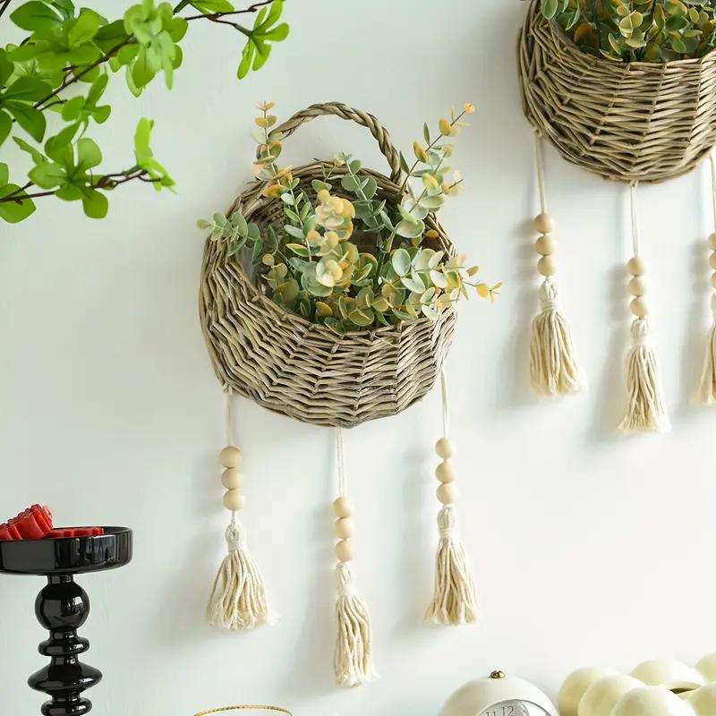 Handmade Rattan Flower Basket Series Wall Mounted Rattan Flower Basket Outdoor Garden Decoration Mounted Flower Pot Wall