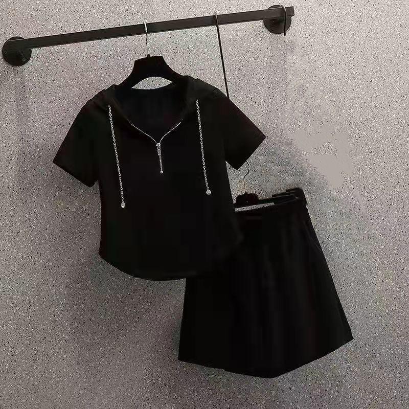 Loose Culottes, Casual Sports, Age-reducing Two-piece Set for Women, Summer Plus Size Suit for Fat Girls