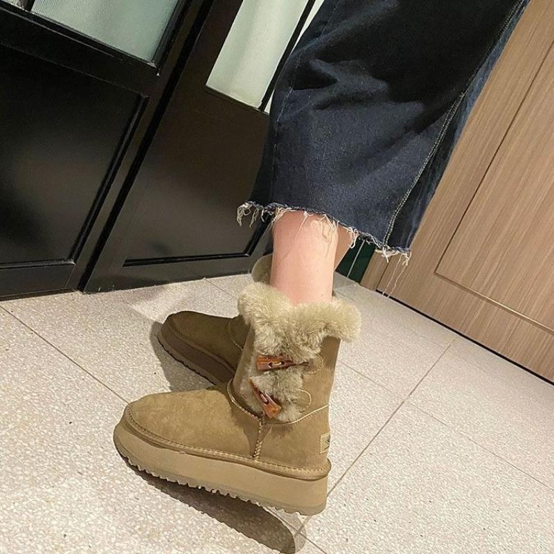 Fashion Winter Round Toe Plush Chunky Snow Boots for Women 2025 New in Furry Booties Work Warm Woman Shoes High Quality Hot Goth Boot