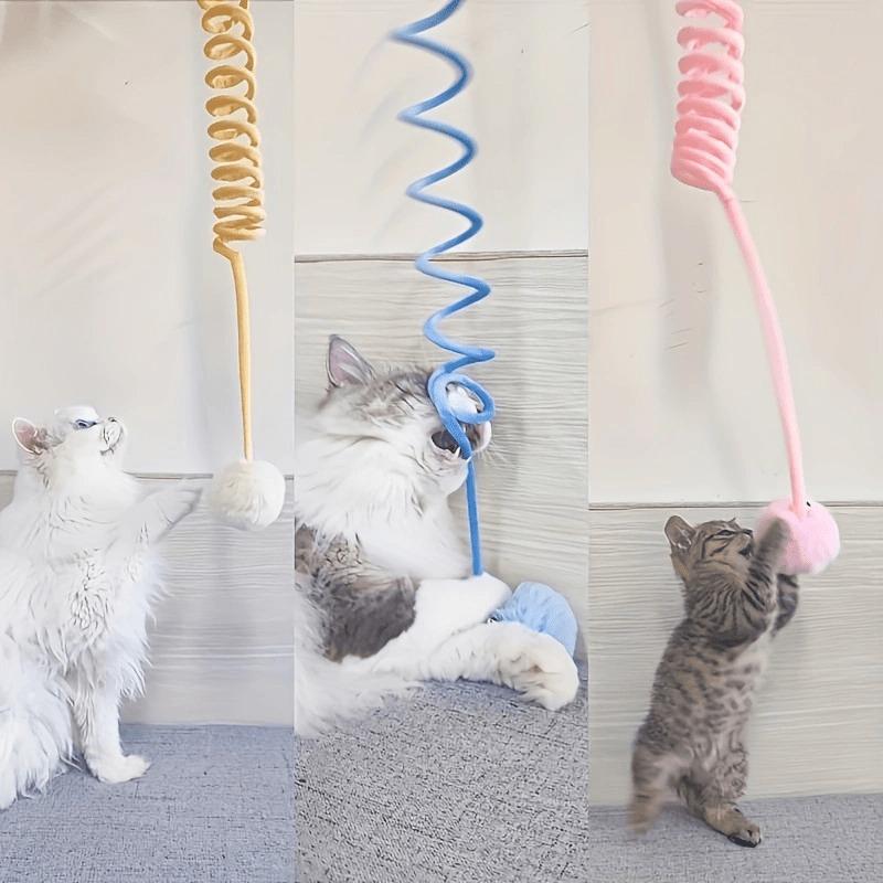 Interaktives Saugnapf-Katzen-Spielzeug mit Feder und Kaninchenfellball zur Selbstunterhaltung