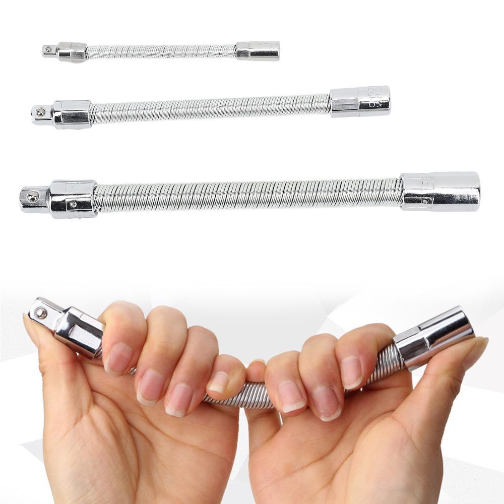 3Pcs Silver Bendable Shaft Set Carbon Steel Flex Socket Wrench Socket Extension Bar  Automotive