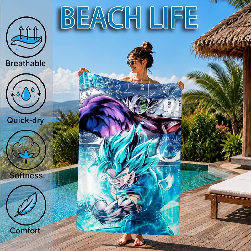 Toalla de Playa con Ilustración de Anime de Dragón, Toalla de Playa de Microfibra, Perfecta Para Piscina, Playa, Viajes, Decoración del Hogar, Regalos para Fans de Fiestas en la Playa